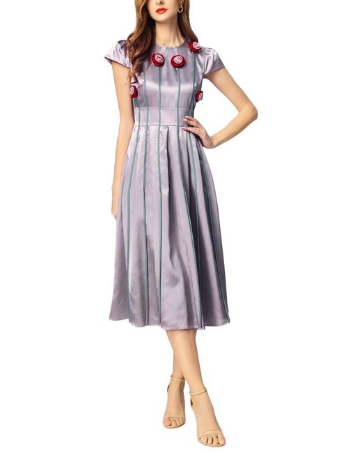 BURRYCO Purple Short Sleeve Midi Dress