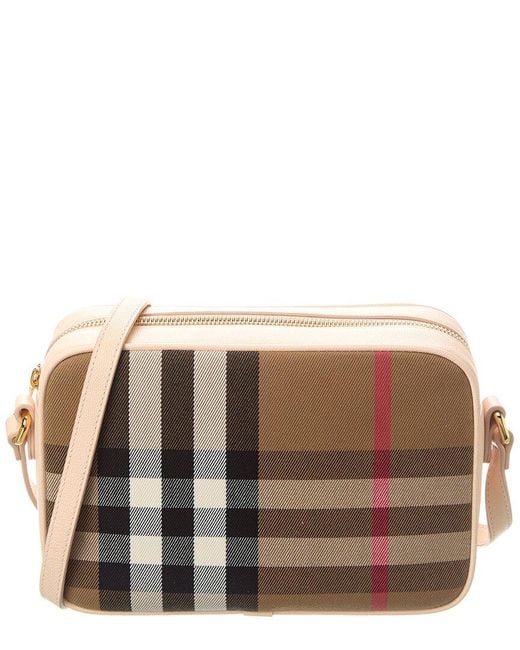 Burberry Brown Vintage Check Canvas Camera Crossbody Bag