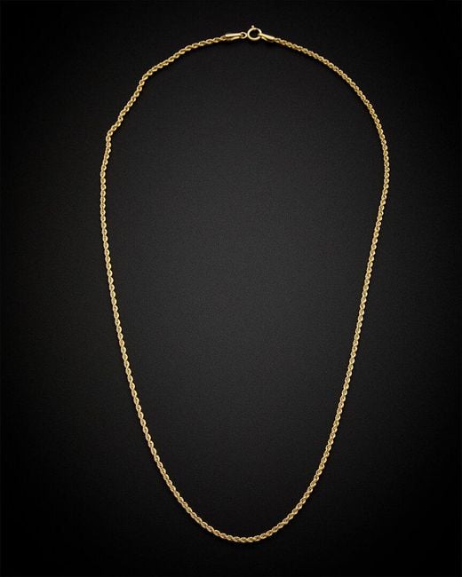 Italian Gold Black 14K Hollow Rope Necklace