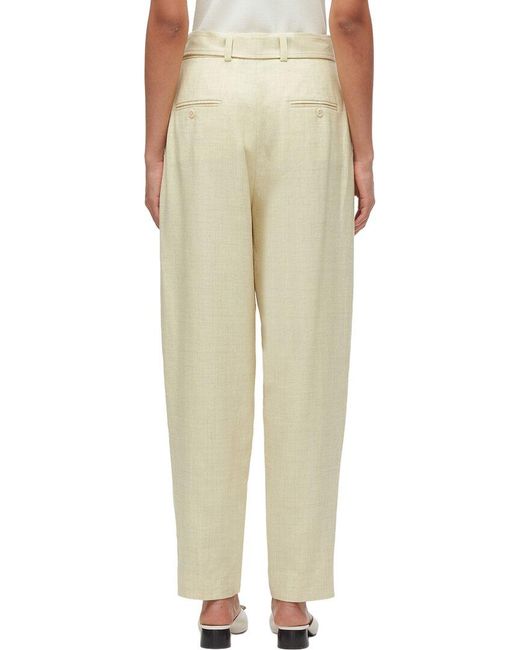 3.1 Phillip Lim Green Tailored Belted Tapered Linen-Blend Trouser