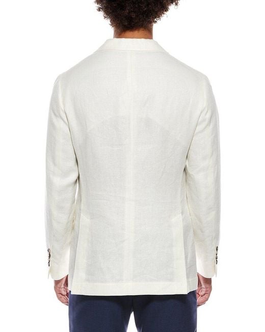 Brunello Cucinelli White Linen & Wool-Blend Blazer for men