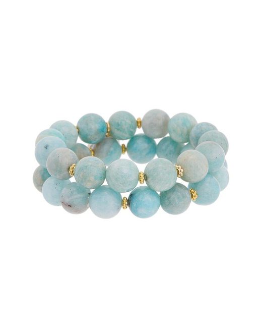 Rachel Reinhardt Jewelry Blue Vermeil Amazonite & Labradorite Stackable Bracelet