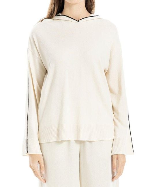 Max Studio White Hooded Pullover