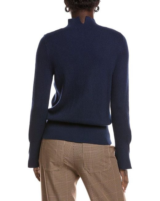Reiss Blue Glory Chunky Roll Neck Wool & Cashmere-Blend Sweater