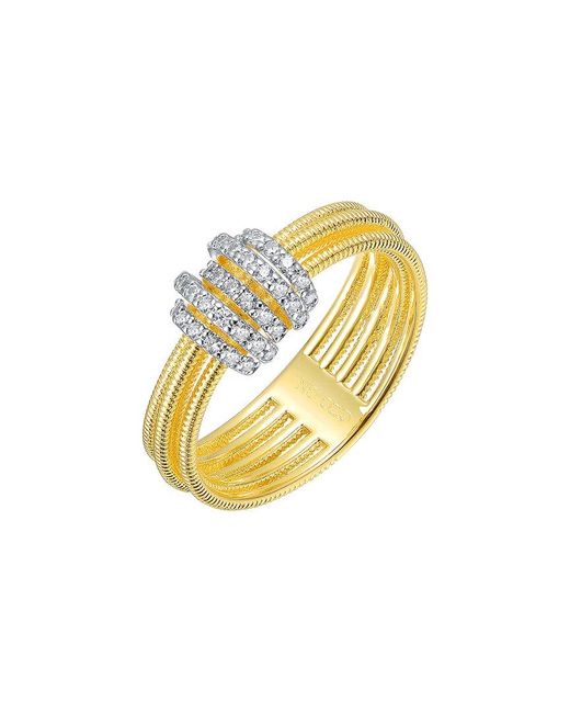 Genevive Jewelry Metallic Rachel Glauber 14K Plated Cz Mesh Design Ring