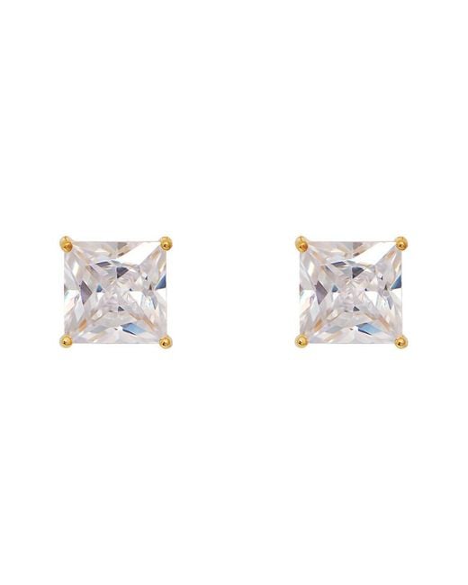 Gabi Rielle Metallic 14k Over Silver Cz Princess Cut Earrings