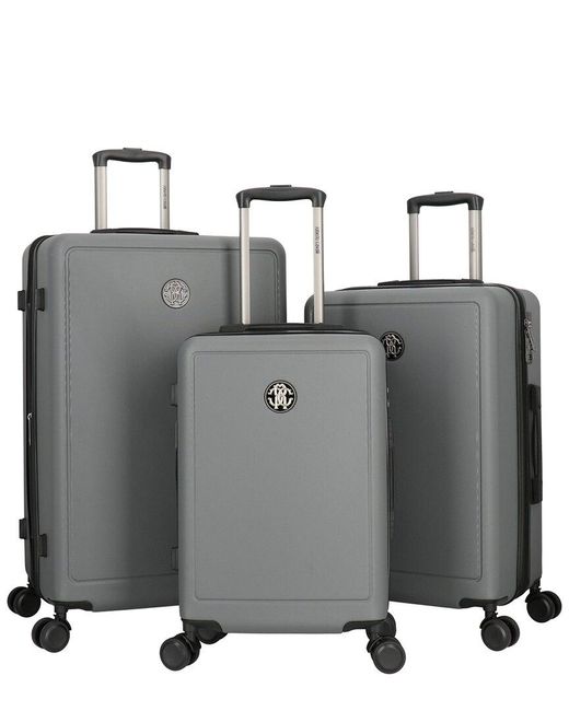 Roberto Cavalli Black Solid Classic 3Pc Expandable Luggage Set