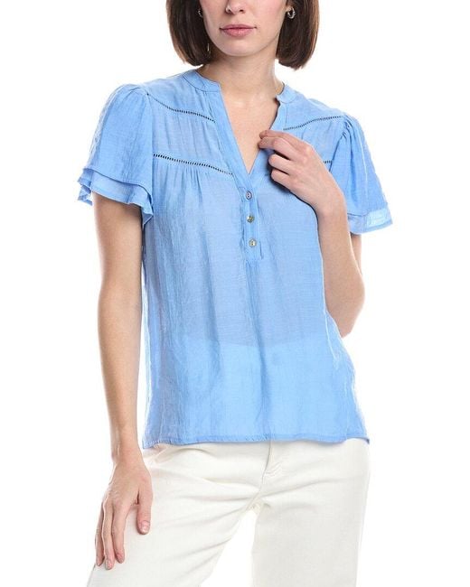 Nanette Lepore Blue Solid Blouse