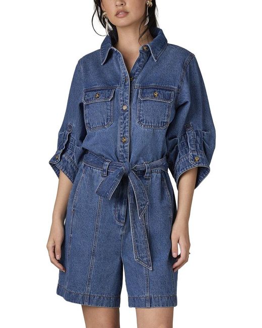 Wit & Wisdom Blue Barrel Sleeve Romper