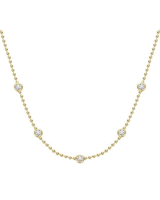 Genevive Jewelry Metallic Rachel Glauber 14K Plated Cz Station Necklace