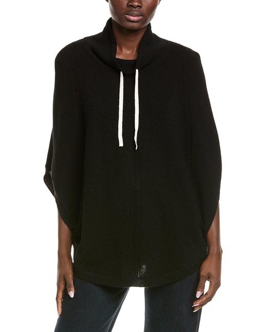 Hannah Rose Black Arrowhead Cable Cashmere Poncho