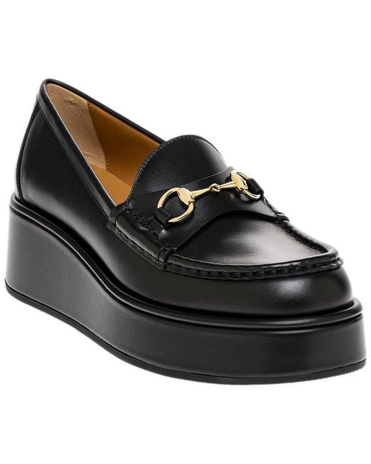 Gucci Black Horsebit Leather Platform Loafer