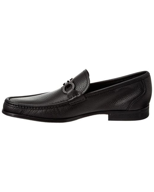 Ferragamo Black Gandioso Gancio Bit Leather Moccasin for men