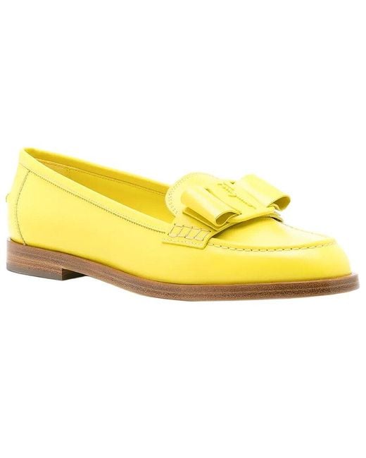 Ferragamo Yellow Viva Bow Leather Loafer