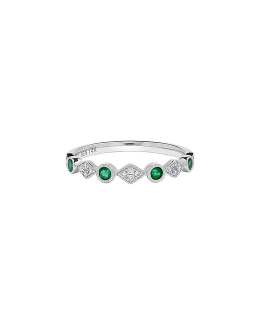 H.J. Namdar White 14K 0.25 Ct. Tw. Diamond & Emerald Stackable Ring