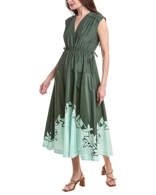 10 Crosby Derek Lam Green Nara Poplin Applique Dress