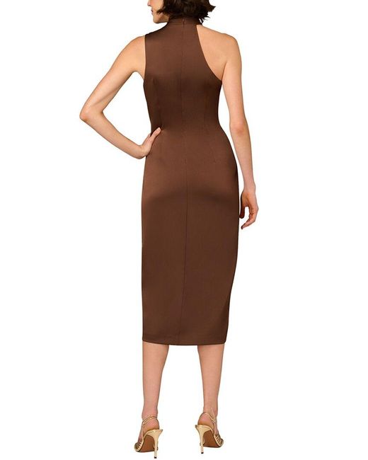 Aidan Mattox Brown Solid Midi Dress