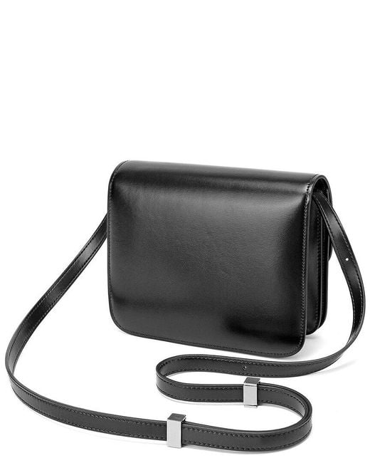 Tiffany & Fred Paris Black Smooth Leather Foldover Crossbody
