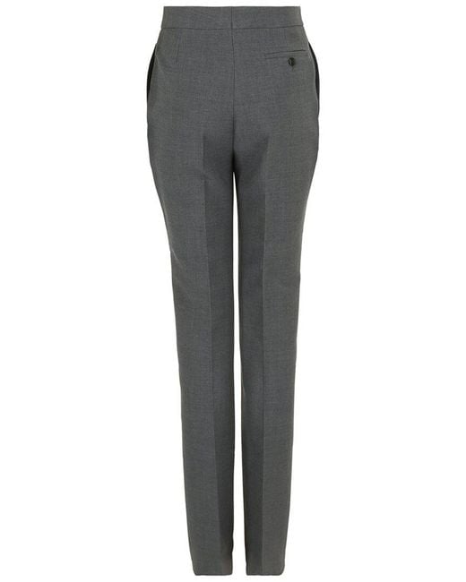 Ferragamo Gray Straight Leg Wool Trouser