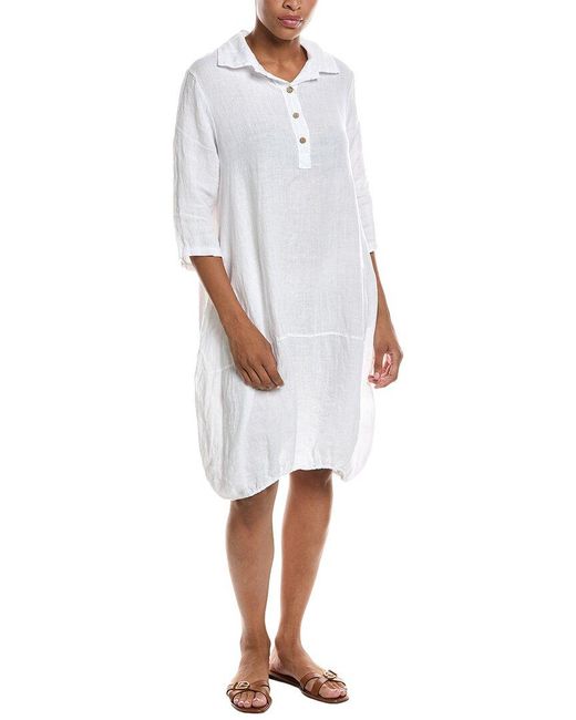 Persaman New York White Linen Midi Dress