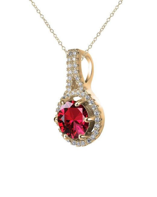 Genevive Jewelry Red 14K Plated Pendant Necklace
