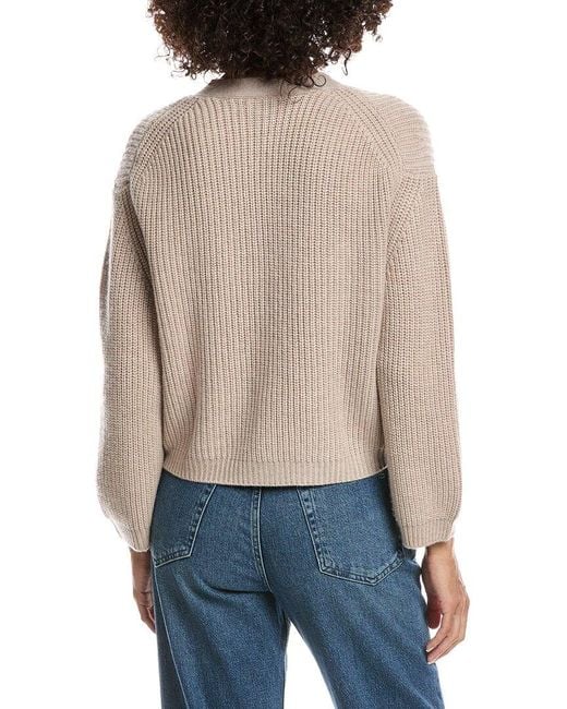 Forte Blue Wool & Cashmere-Blend Short Rib V-Neck Button Cardigan