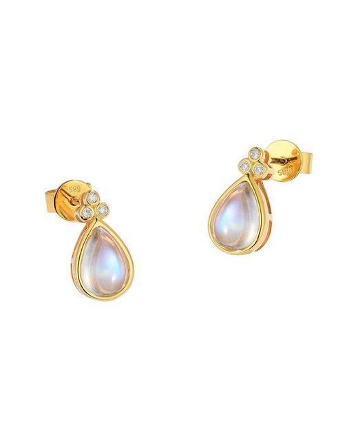Kai Fine Jewelry Blue 14K 1.88 Ct. Tw. Diamond & Moonstone Stud Earrings