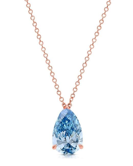 Amairah Blue 14K Rose 1.00 Ct. Tw. Lab-Grown Diamond Solitaire Pendant Necklace