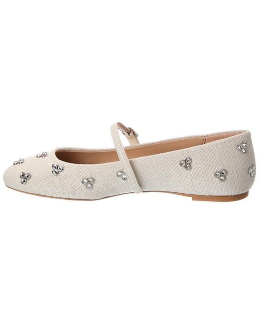 Stuart Weitzman White Tammy Linen Mary Jane Ballet Flat