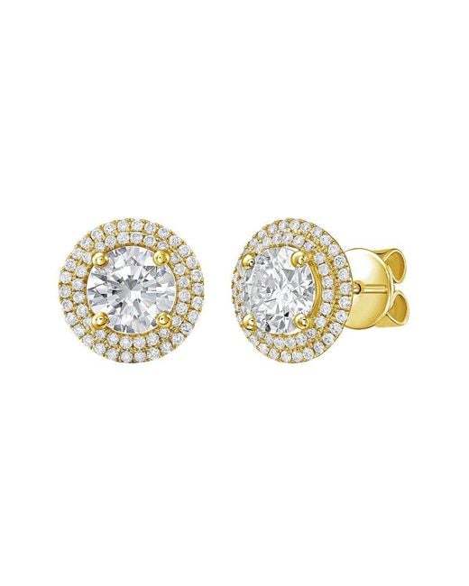 Diana M Metallic 14K 12.00 Ct. Tw. Lab-Grown Diamond Halo Earrings