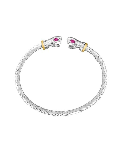 Phillip Gavriel White 18K & Ruby Cuff Bracelet