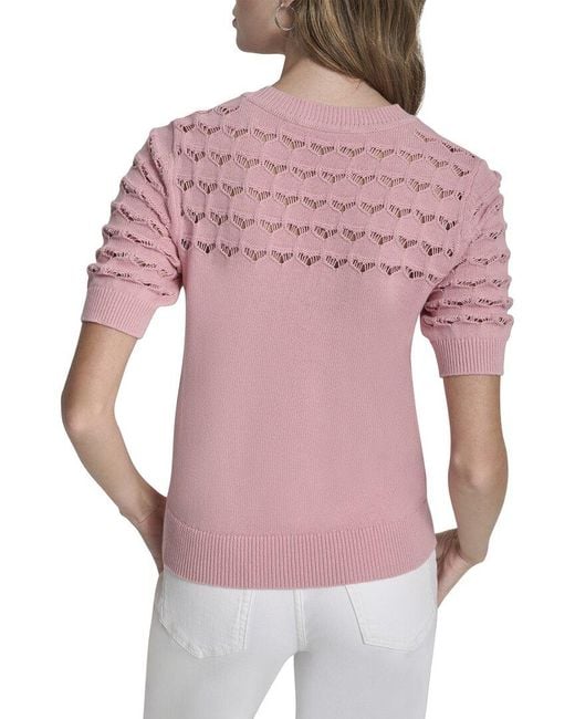 DKNY Red Yoke Sweater Top
