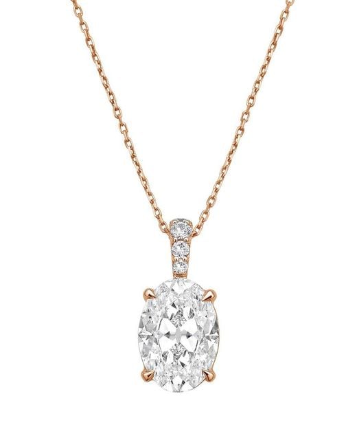 Diana M Metallic Diana M. 14K Rose 3.15 Ct. Tw. Lab-Grown Diamond Pendant Necklace
