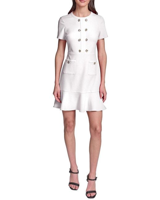 Karl Lagerfeld White Scuba A-Line Dress