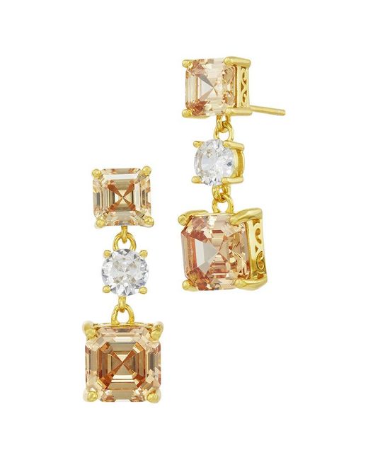 Savvy Cie Metallic Cz Multi-Stone Drop Earrings