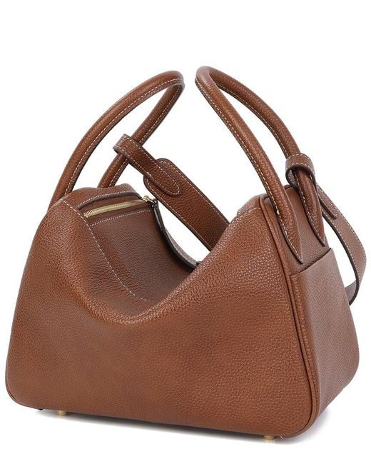 Tiffany & Fred Paris Brown Pebbled Leather Top-Handle Bag