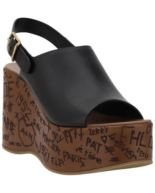 Chloé Black Maxime Leather-Trim Sandal