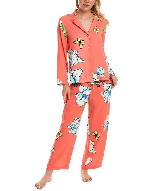 Natori Red 2pc Wild Poppy Pajama Set