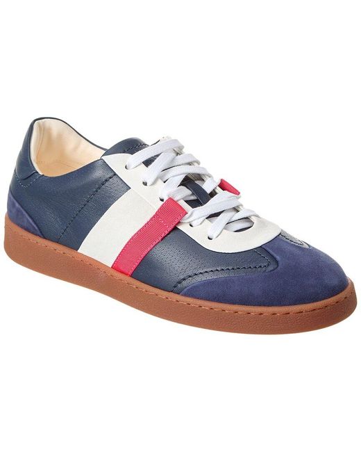 Ferragamo Blue Garda Low Leather Sneaker