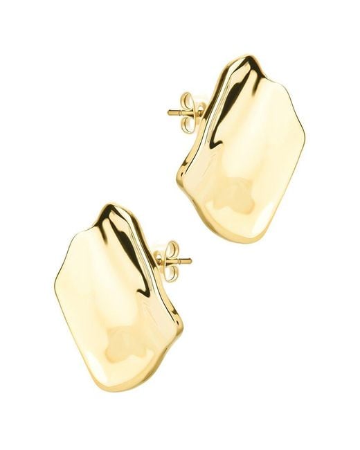 Sterling Forever Metallic 14K Plated Vivien Molten Square Statement Stud Earrings