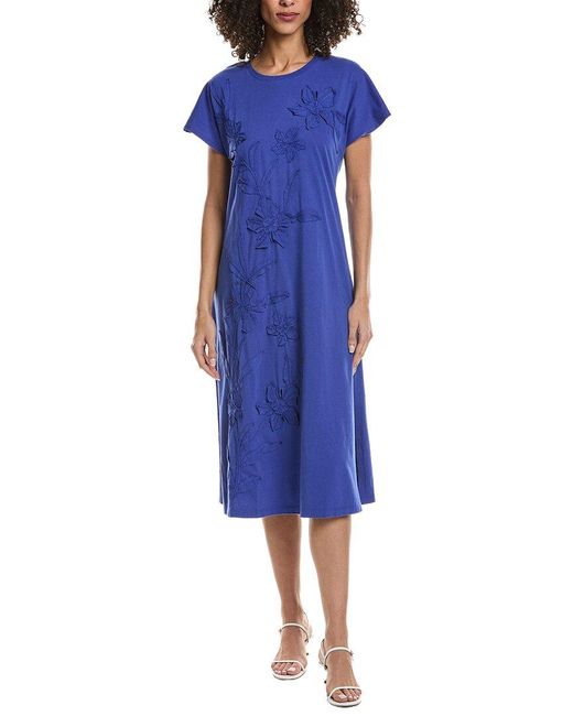 Johnny Was Women's Blue Relaxed Knit Maxi Dress Johnny Was Women's Blue Relaxed Knit Maxi Dress