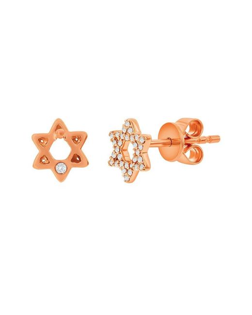 Suzy Levian White 14k Rose Gold 0.13 Ct. Tw. Diamond Star Of David Studs