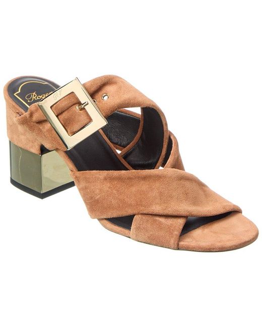 Roger Vivier Brown Podium Suede Sandal