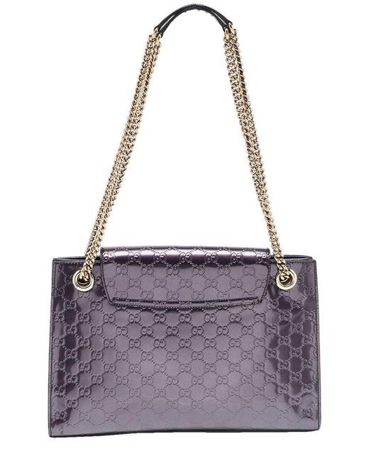 Gucci Purple Patent Leather Large Emily Chain Shoulder Bag (Authentic Pre- Owned)