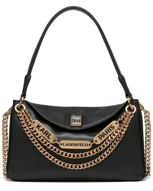 Karl Lagerfeld Black Karl Laggerfeld Nadine Leather Shoulder Bag