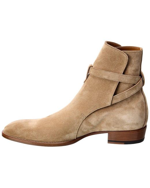 Saint Laurent Natural Wyatt Jodhpur Suede Boot for men