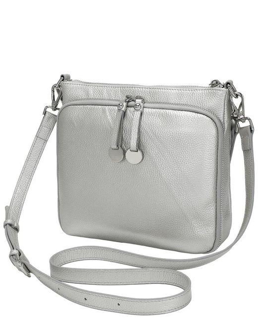 Tiffany & Fred Paris Gray Tiffany And Fred Paris Metallic Leather Double Zip Crossbody