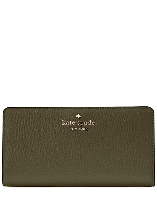 Kate Spade Green Madison Large Saffiano Leather Slim Bifold Wallet