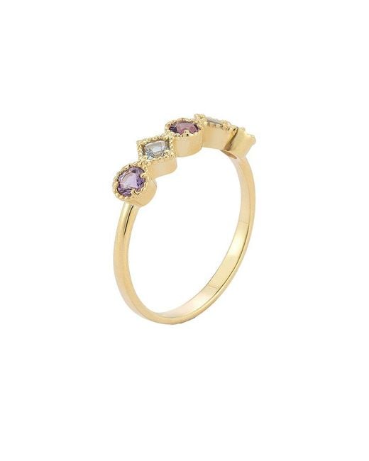 Italian Gold White 14K Gemstone Ring