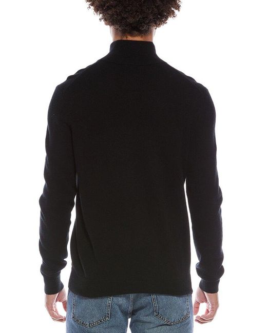 Amicale Cashmere Black 1/4-Zip Cashmere Sweater for men